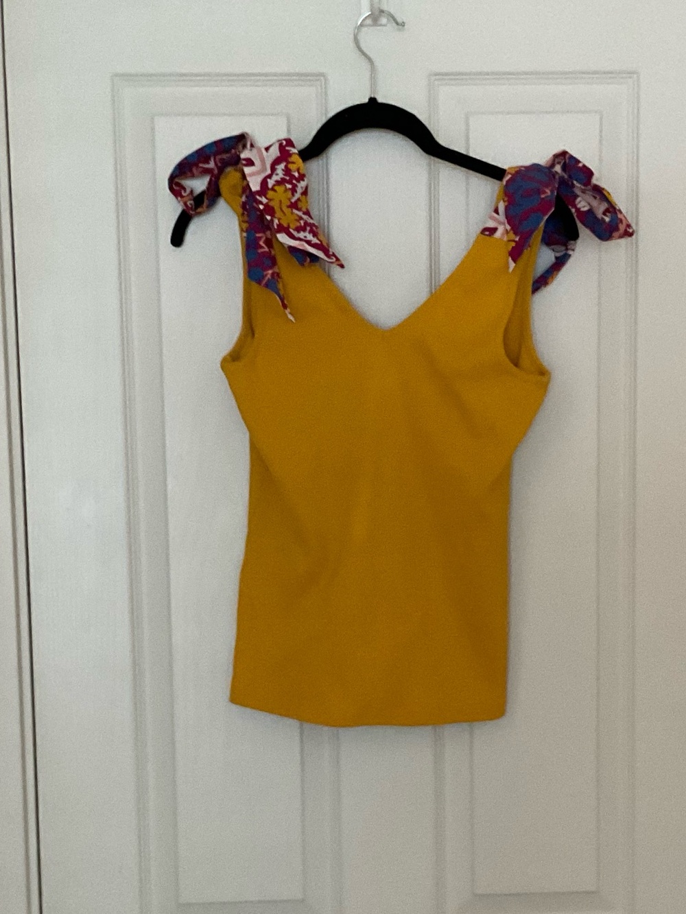 Anthropologie Mustard Yellow Tie-Shoulder V-Neck Tank